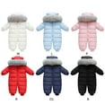thumbnail image 3 of GYRATEDREAM Infant Baby Winter Snowsuit Coat Romper Hooded Fluffy Collar Warm Jumpsuit for Boys Girls 0-18 Months, 3 of 3