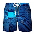 thumbnail image 3 of 3D Printing Electronic Chip Short Pants Men Summer Beach Shorts Cool Street Circuit Board Graphic Swimsuit Gym Surf Swim Trunks, 3 of 7