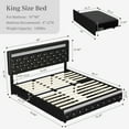 thumbnail image 2 of SIBEDS PU Leather Black  LED Bed Frame with Adjustable Headboard and 2 Drawers Pockets, King, 2 of 8