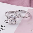thumbnail image 2 of Bow Jewel 2.06 Ct Round Cut Diamond Engagement Ring - 14K White Gold Plated - Beautiful Ring for Couples - Elegant Solitaire with Accent and Eternity Diamonds - Dazzling Choice for Your Special Day, 2 of 9