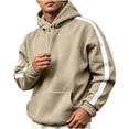 thumbnail image 6 of Gytharion Men's Contrast Stripe Hoodies Drawstring Kangaroo Pockets Solid Color Casual Pullovers Winter Warm Classic Sports Sweatshirts, 6 of 6