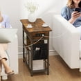 thumbnail image 4 of End Table with Charging Station,Flip Top Side Table with USB Ports and Outlets,Narrow Nightstand Sofa Couch Table Bedside Table with Shelf for Living Room Small Space (Rustic Brown), 4 of 7