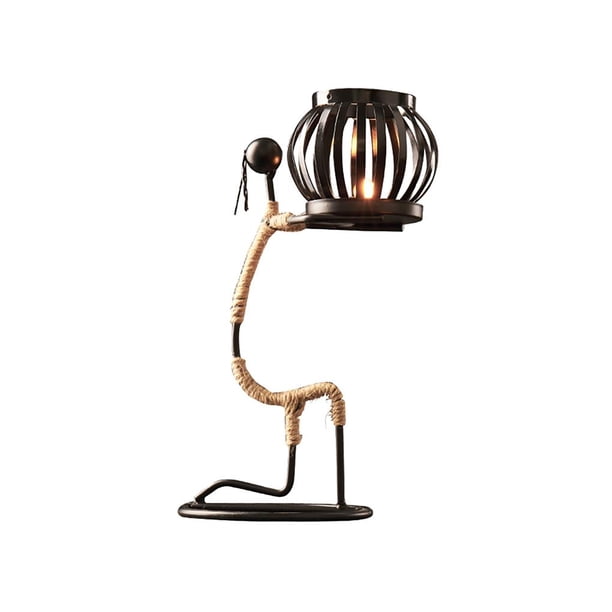 Candelabro En Forma De Niña Candelabro Decorativo Candelero De Hierro Exquisito Candelabro De Carácter Abstracto Con Cuerda De Cáñamo Marco Desmontable Para Dormitorio Oficina Cafetería matsuzay HA027794-06