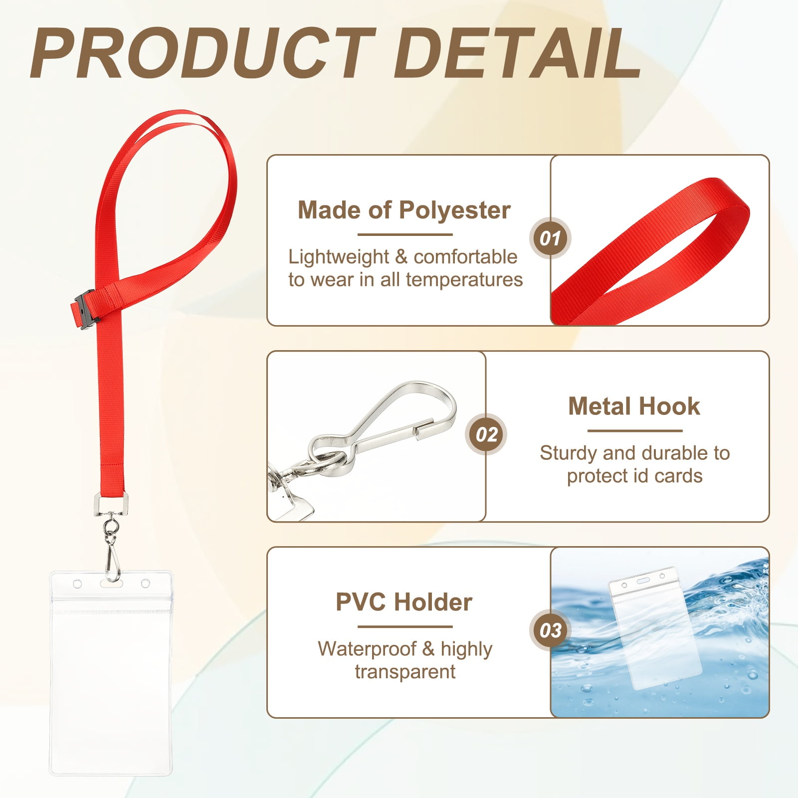 Uxcell 24Pack Colored Lanyards for ID Badges, Breakaway Lanyards for Keys, Red
