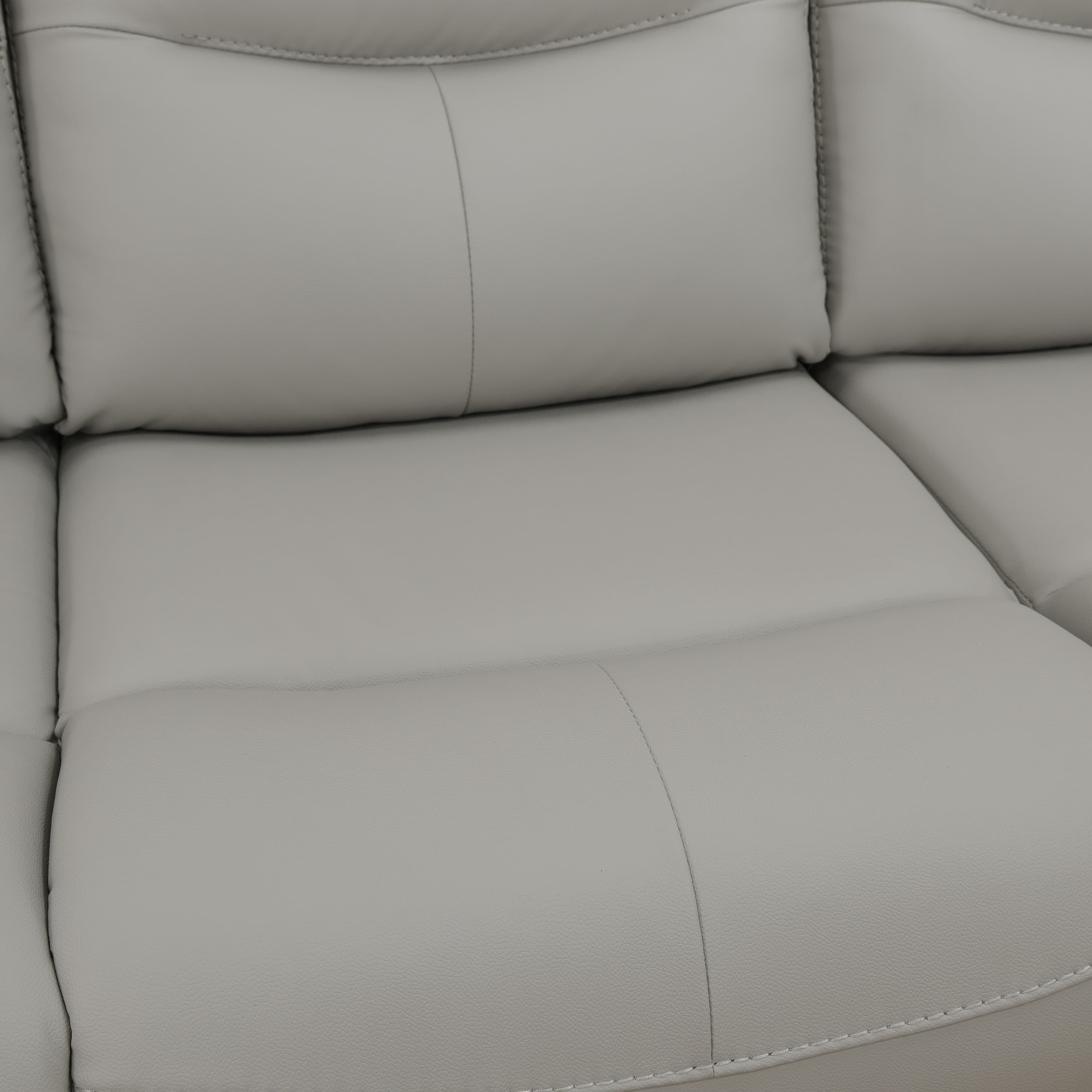 MAYEERTY Power Reclining Sofa, Electric 3-Seat Breathable Leather Recliner with USB Charging, LED Lighting for Living Room, Light Grey