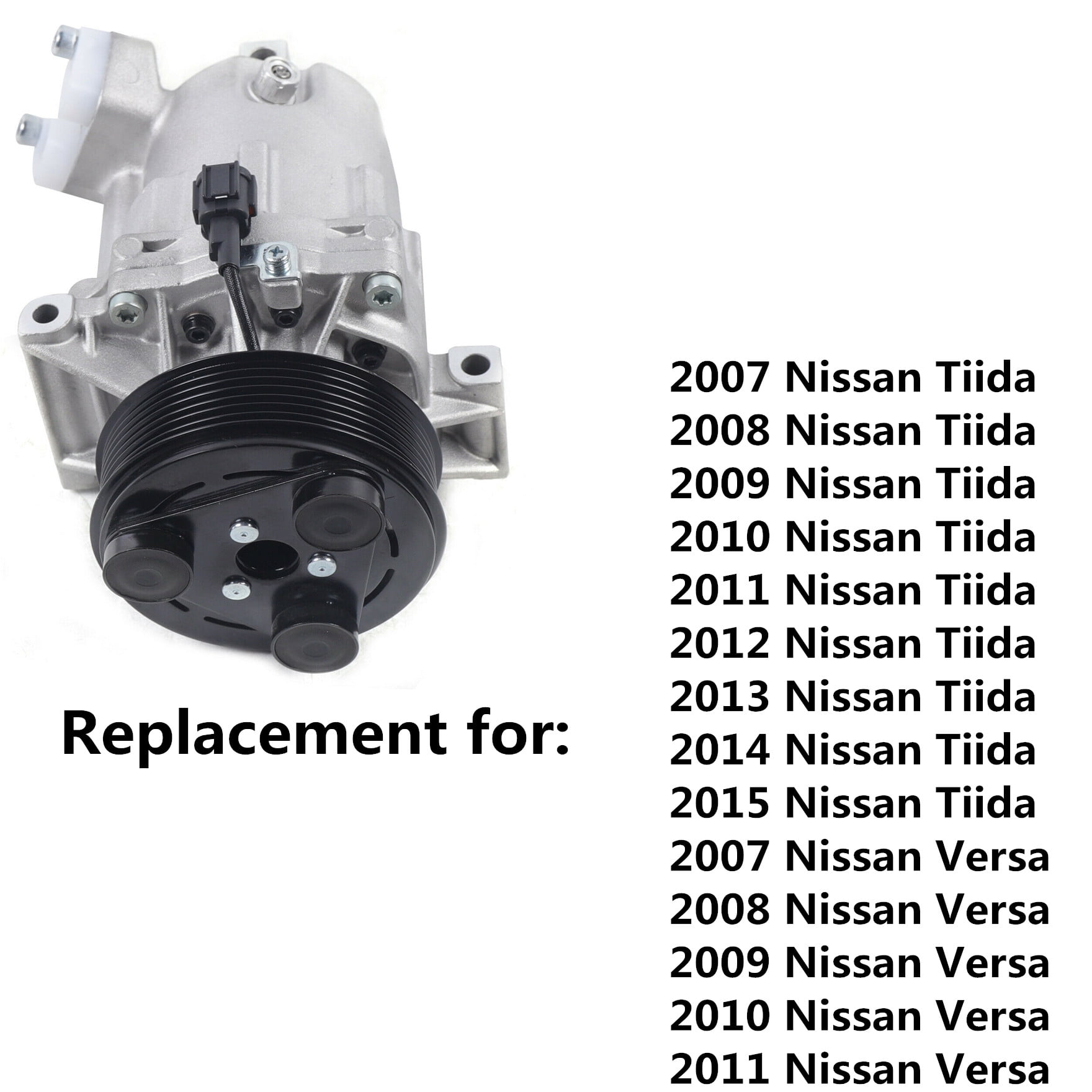 Genrics AC Compressor Replacement for 2007-2011 Nissan Versa 2007-2015 Nissan Tiida 92600CJ61B