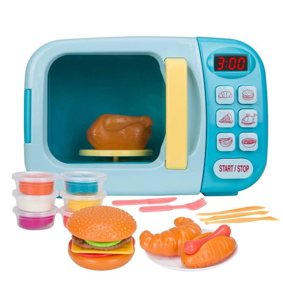 Set de juego de microondas de juguete BoterLun con luces, sonidos y masa