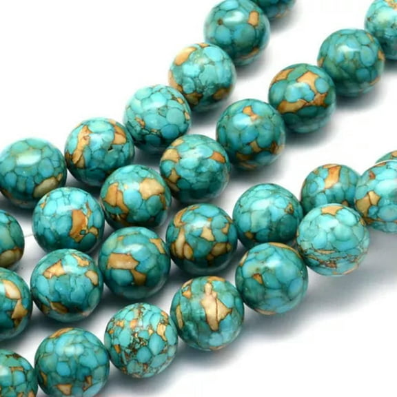 U8MO 15.4" Strd Turquoise Stone Beads Smooth Round Loose Beads Gemstone Craft 6~20mm-8mm