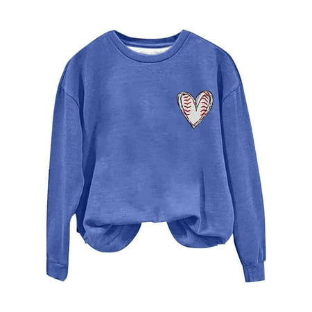 

WUDATI Women s Baseball Printed Crew Neck Sweatshirt Multi Color Long Sleeve Hoodless Pullover Casual Top Comfortable Velvet Fabric Perfect for Daily Wear School Shopping Stylish and Modern Look