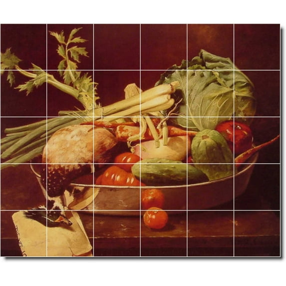 Ceramic Tile Mural-William Chase Fruit Vegetables Floor Tile Mural 16. 25.5" w x 21.25" h using (30) 4.25 x 4.25 ceramic tiles