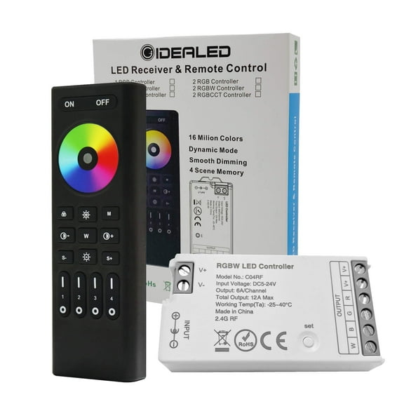 RGBW LED Controller with 4 Zones RF 2.4GHz Wireless Remote Control