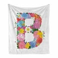 thumbnail image 1 of Letter B Soft Flannel Fleece Throw Blanket, Romantic ABC Sign with Fresh Spring Blossoms Colorful Feminine Alphabet Design, Cozy Plush for Indoor and Outdoor Use, 60" x 80", Multicolor, by Ambesonne, 1 of 6