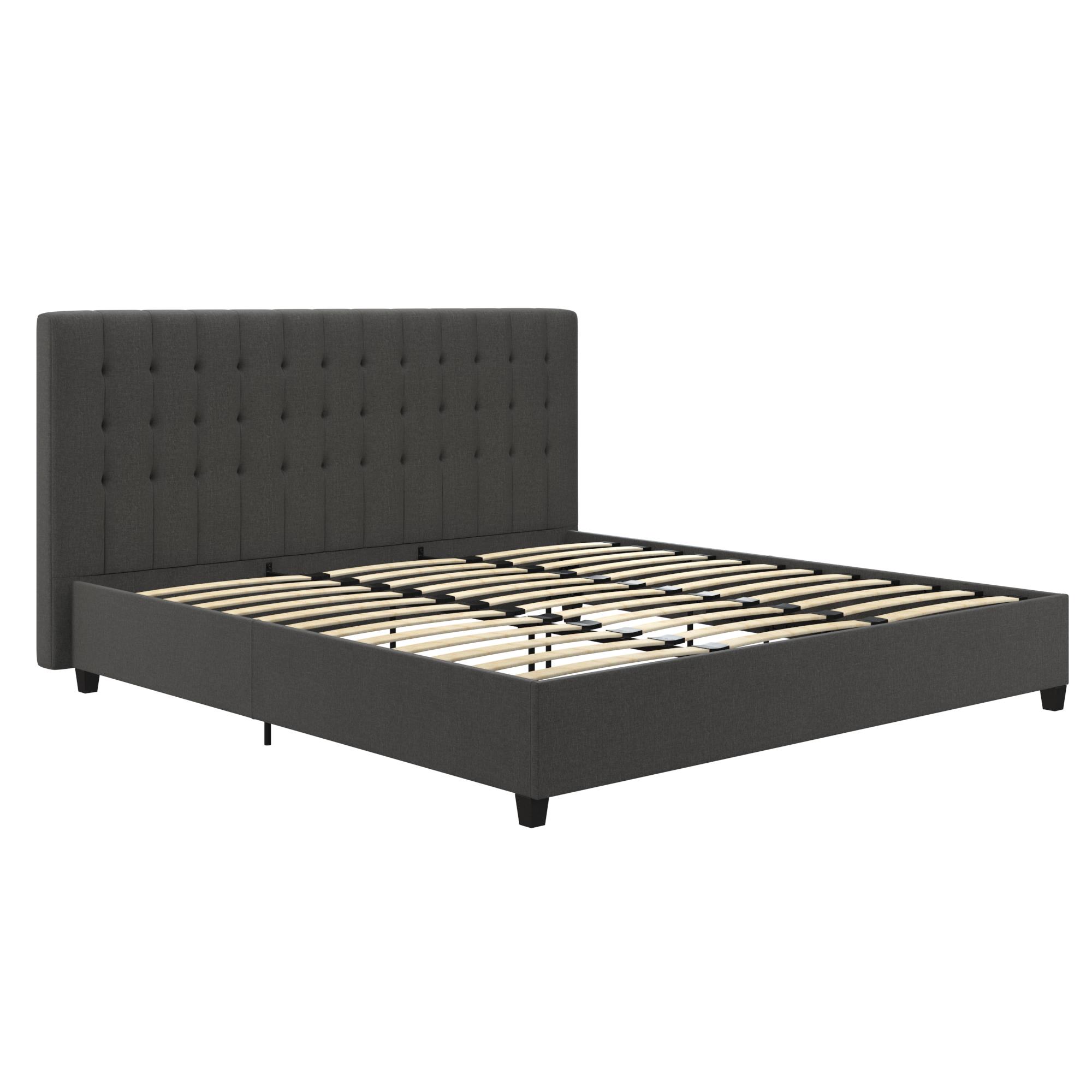 DHP Emily Upholstered Bed, Gray Linen, King