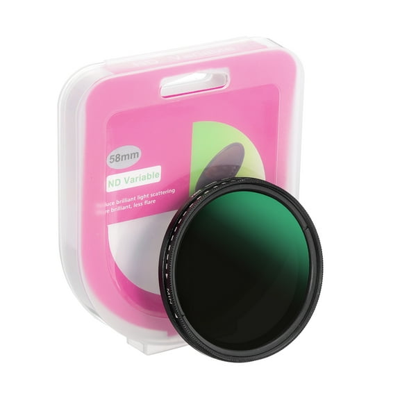 Uxcell 58mm ND Filter, Variable ND Lens ND2-ND400 Adjustable Neutral Density Filter Slim Optical Glass with Cap, Black