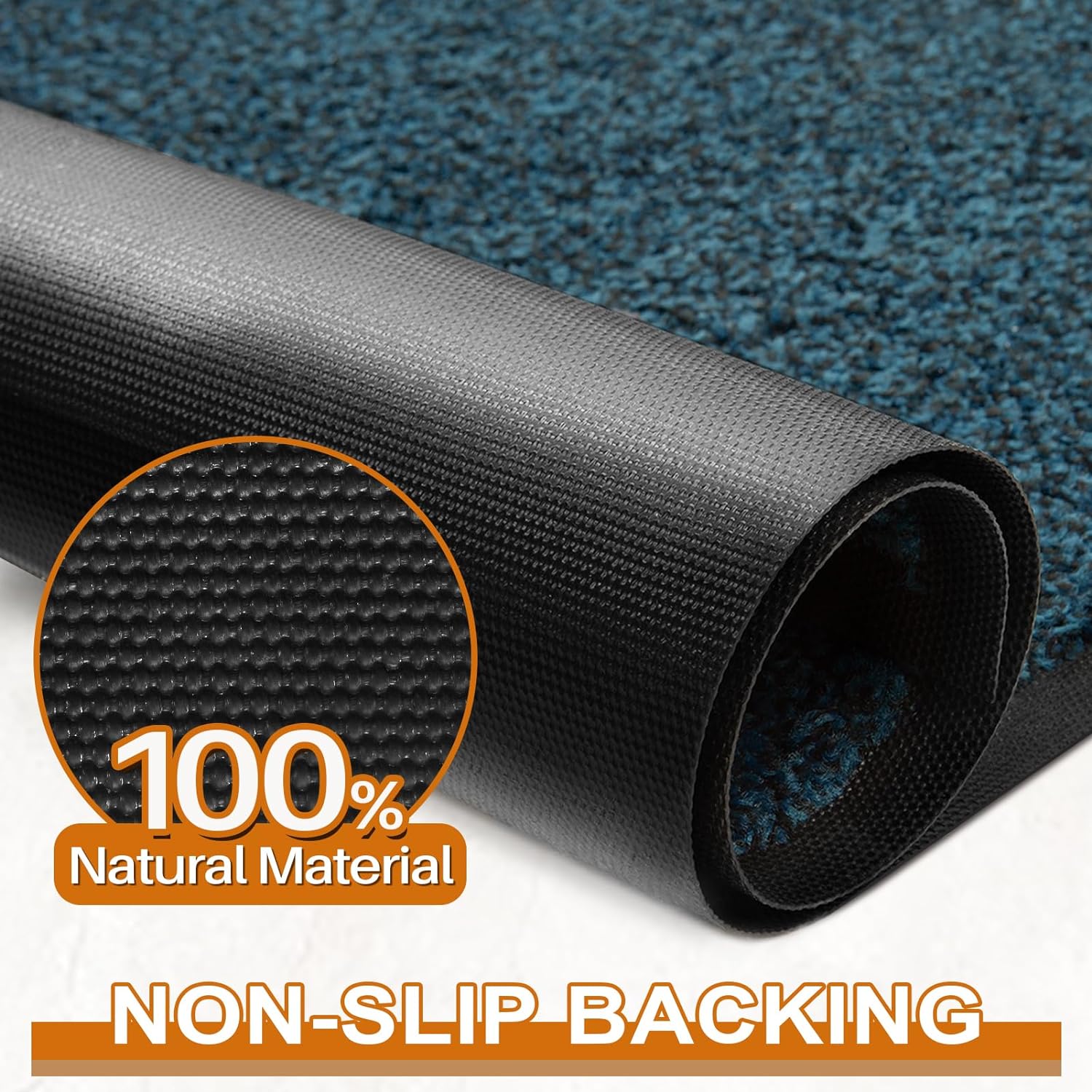 Front Door Mat, Dirt Trapper Welcome Mat for Outdoor Indoor, Non-Slip Waterproof Doormat, Durable Machine Washable Low Profile Entry Rug for Back Door Outside Patio Porch, 36" x 24", Blue