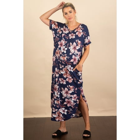 

Maternity V-Neck Short Sleeve Dress With Pockets