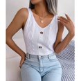 thumbnail image 4 of Camiseta sin mangas para mujer, camiseta sin mangas con un solo pecho, moda femenina, cuello en V, camiseta sin mangas para ir de compras, blanco S, 4 of 8