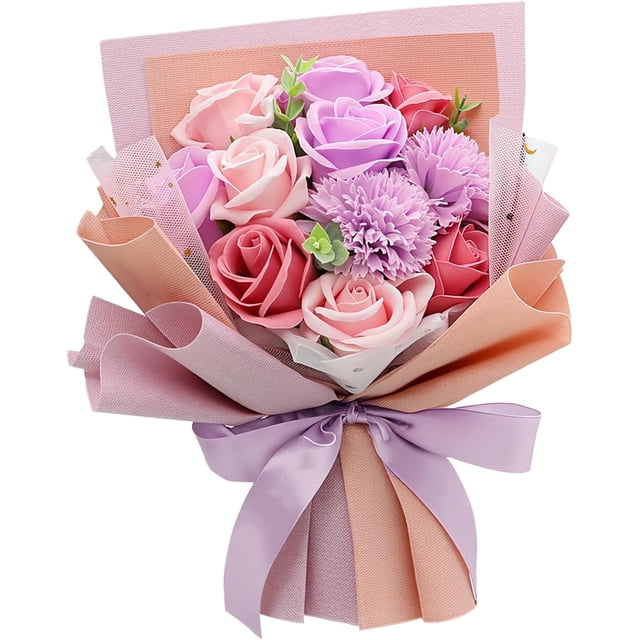 Ramo Rosas Jabón Morado, Rosas Preservadas En Caja Regalo, Arreglo Floral Lujo, Decoración Romántica, Ideal Día Madre, Valentín, Cumpleaños