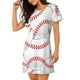thumbnail image 2 of Fotbe Baseballs Bata de Dormir para Mujer con Estampado, Camisón de Algodón de Manga Corta, Ropa de Dormir Casual, 2 of 6