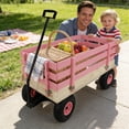 thumbnail image 6 of Wooden Pink Garden Wagon for Kids & Adults - Durable Utility Cart for Yard Work, Toy Storage & Outdoor Adventures, 6 of 20