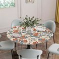 thumbnail image 5 of Boho Floral Round Tablecloth for 36-44 Inch Tables,Fitted Table Cover with Elastic Edge,Farmhouse Vintage Red Blue Flower Plant Waterproof Outdoor Table Cloth Protector for Patio Garden Dinner Picnic, 5 of 9