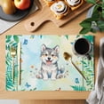 thumbnail image 2 of Cartoon Wolf Placemats Set of 6 Summer Butterfly Flowers Tropical Palm Plants Place Mats Indoor Wipeable Table Mats Washable Dining Table Placemats for Kitchen Holiday Party Home Decor 13x19 Inch, 2 of 9