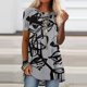thumbnail image 1 of Puntoco Mujeres Moda Manga Corta Impreso Camiseta Larga Blusa Tops Sueltos Puntoco Puntoco-4969, 1 of 7