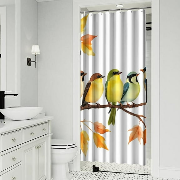 Fall and Birds Shower Curtain 36x72in ,Bathroom Decorative Shower Curtains Set with 12 Hooks,Modern Waterproof Washable Shower Curtain