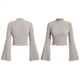 thumbnail image 2 of Camiseta Informal de Larga Acampanada con Cuello Alto y Punto Acanalado para Mujer Caqui L, 2 of 7