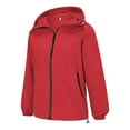 thumbnail image 5 of Fiaer,Loose Fit Full Zip Softshell Jackets for Women,Womens Oversized Lightweight Windbreaker Tops with Hooded,Women's Packable Drawstring Outerwears with Pockets Red XXL, 5 of 5