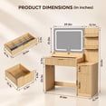 thumbnail image 4 of 42" Makeup Vanity Desk with Selfie Mirror & Lights, Smart RGB Drawer & Velvet Dividers, Glass Top, APP & Remote, Music Sync Lights & Timer, Metal Guard Shelves, Flexible Cabinet, Outlet for Bedroom, 4 of 8