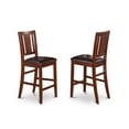 thumbnail image 3 of Square Counter Height Dining Set - 3 Piece Pub Table & Chairs - Vintage Mahogany Finish, 3 of 5