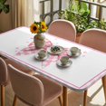 thumbnail image 3 of Pink Bowknot Table Cloths for 3 Foot Rectangle Tables, Shining Stars Vintage White Plaid Modern Patio Waterproof Elastic Fitted Tablecloths, Washable Rectangular Table Cover for Camping, 3 of 8