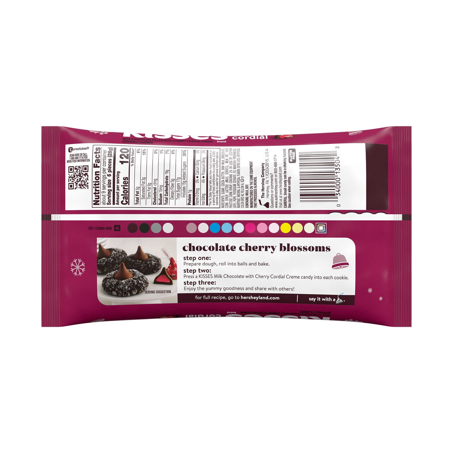 (2 pack) Hershey's Kisses Cherry Cordial Flavored Christmas Candy, Bag 9 oz