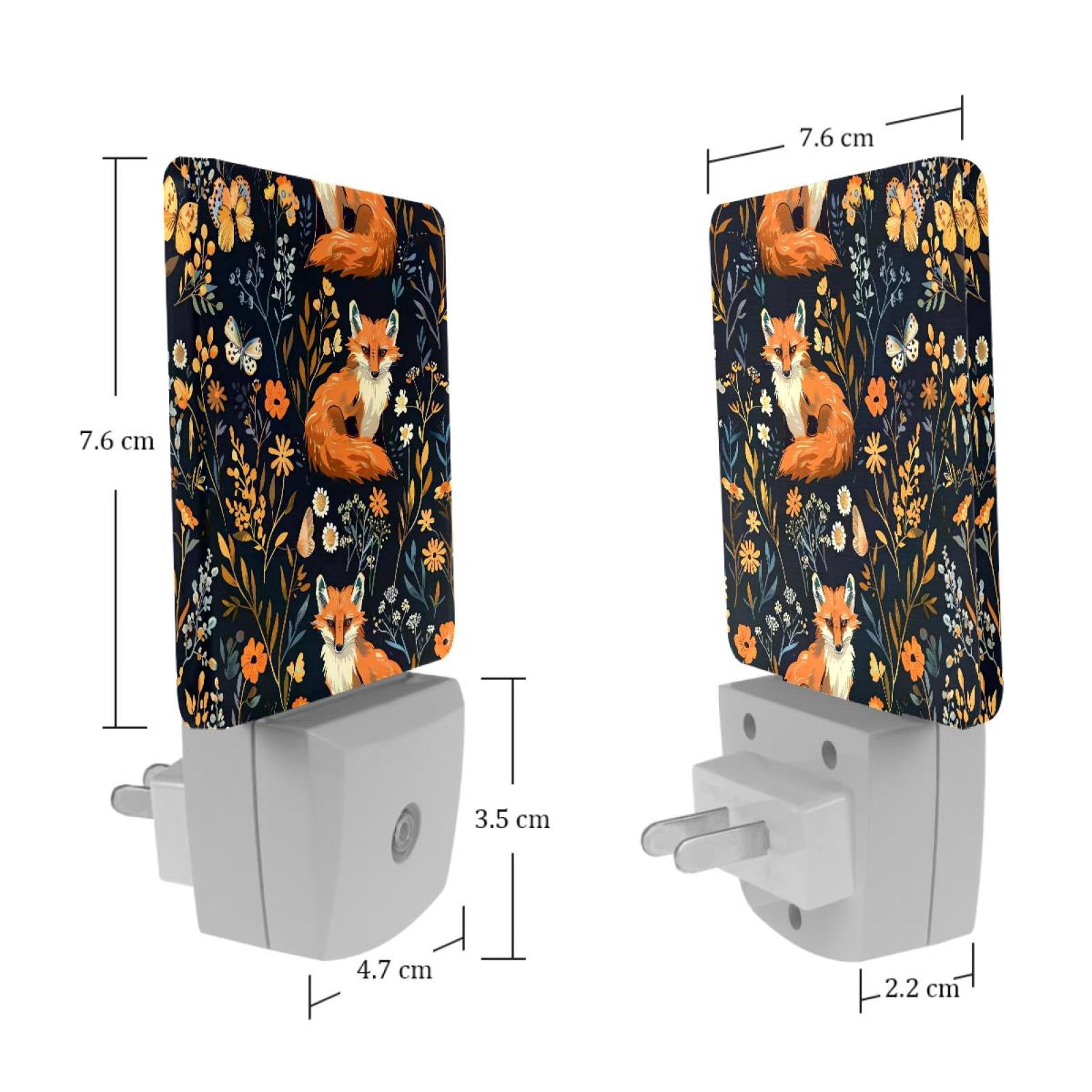PhooArto Fox Butterfly Floral Plug in LED Night Light Auto Sensor Dusk to Dawn Decorative Night for Bedroom, Bathroom, Kitchen, Hallway, Stairs, Baby's Room, Energy Saving