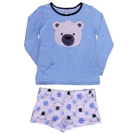 Secret Santa Womens Blue Polar Bear Pajamas Shorts & Shirt Sleep (Best Secret Santa Generator)