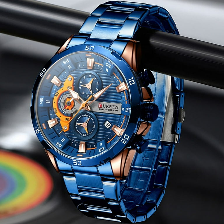 Curren New Chronograph Men Watches For Sport Casual Stainless Steel Luminous Wristwatches For Male Creative Design Quartz Clock Quartz Wristwatches