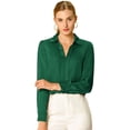 thumbnail image 1 of Camisa de trabajo de manga larga con blusa elegante con cuello en V de oficina para mujer Verde S INSPIRE CHIC Camisa, 1 of 6