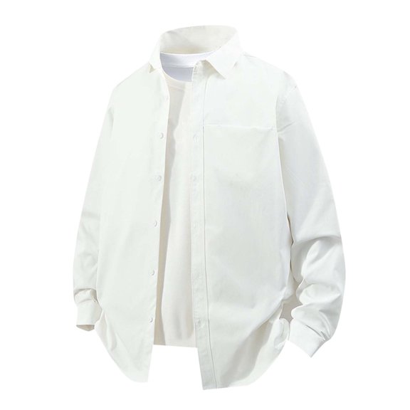 LIaqionyy Big and Tall Shirts for Mens Cotton Button down Casual Long Sleeve Fall Collar Dress Shirt M-5XL