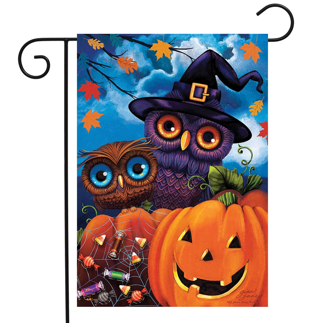 Halloween Treats Jack O'lantern House Flag Candy Corn Bat 28"x40" Briarwood Lane
