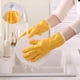 thumbnail image 4 of Guantes para lavar platos forrados con terciopelo de PVC | Guantes de goma impermeables engrosados para limpieza | Guantes de cocina domésticos resistentes al frío/calor | Diseño de dobladillo con, 4 of 8