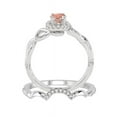 thumbnail image 3 of 1 Carat Round cut Morganite and Diamond Wedding Ring Set in 14k White Gold affordable morganite and diamond engagement ring, 3 of 3