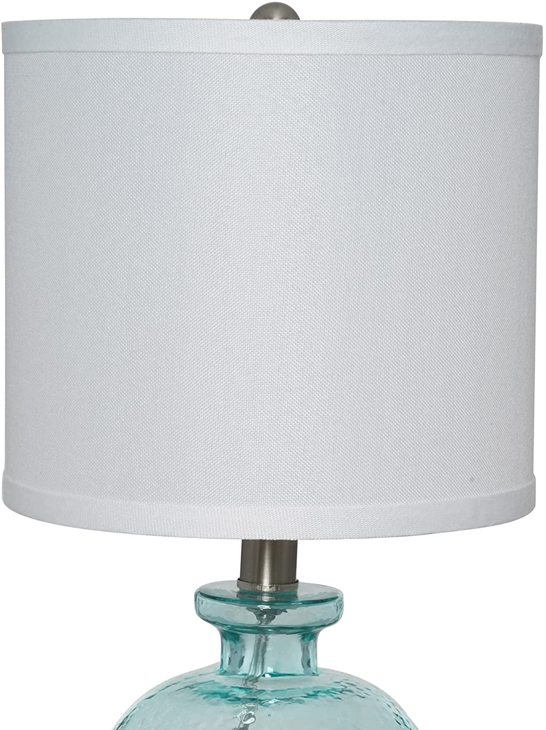 Catalina Lighting Oceana 18.25'' Table Lamp with White Fabric Drum Shade Coastal Table Light Fixture for Living Room, Bedroom or Office, Blue