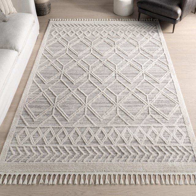 Alfombra NuLoom Ansley Moroccan Tassel 2x3 gris claro