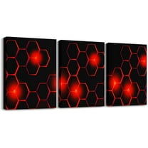 Hieng Gamer Canvas Wall Art for Living Room Red and Black Picture Wall Decor Gaming Ombre Office Wall Decorations Artwork Posters Geometry Square Wall Painting(Only canvas)