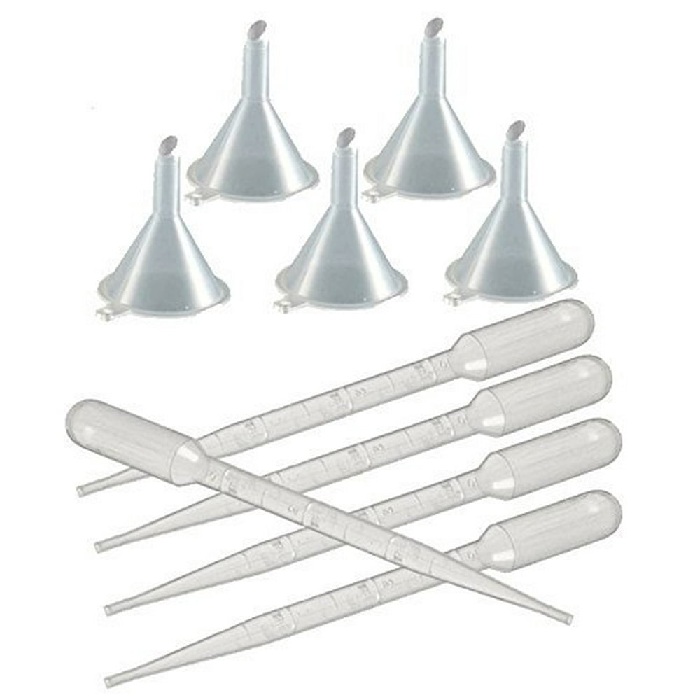 5 Small Perfume Funnels + 20 Transfer Pipettes Droppers to Decant