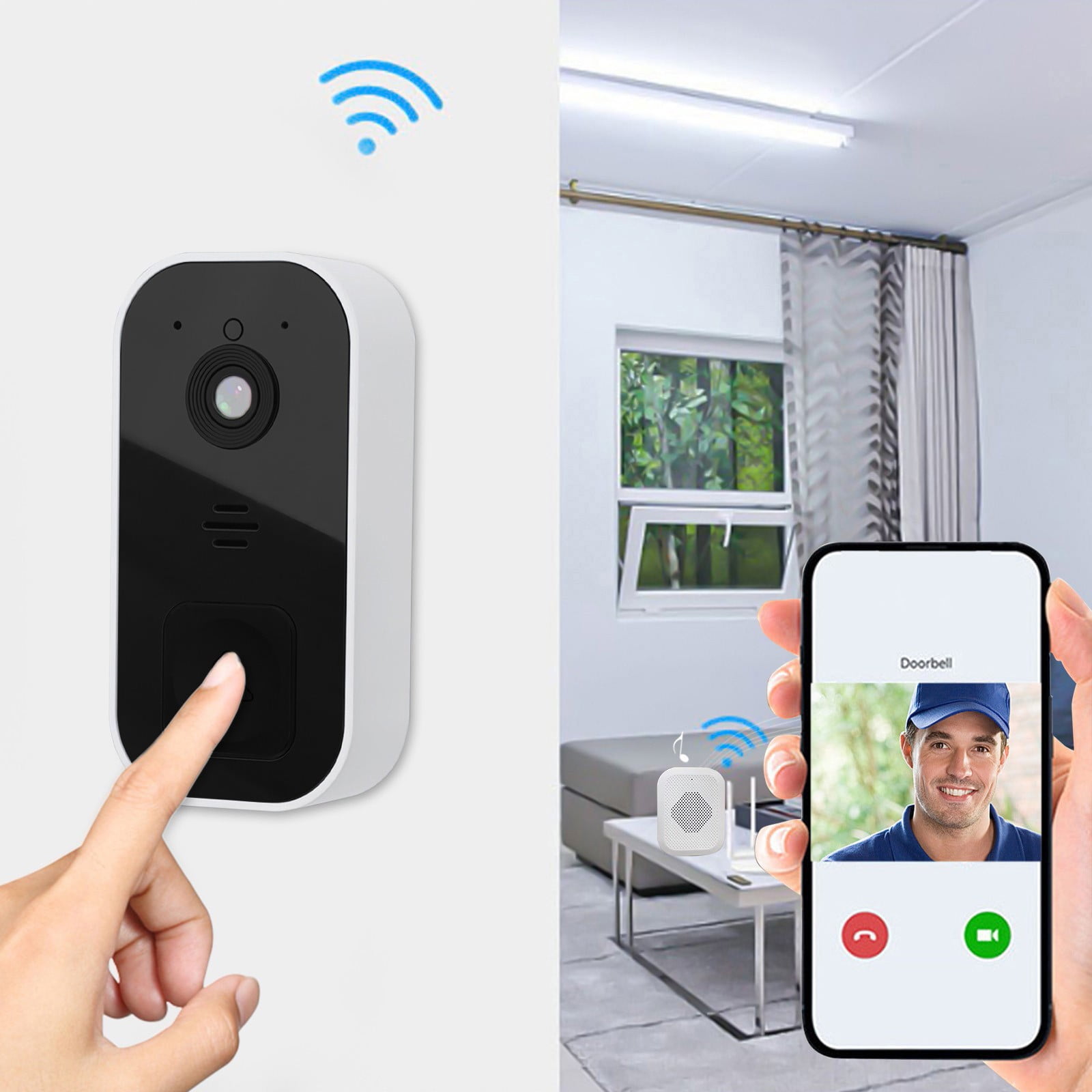 Hhhc Smart Wireless Remote Video Doorbell Intelligent Visual Doorbell Home Intercom Hd Night Vision Wifi Rechargeable Security Door Doorbell