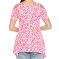 thumbnail image 3 of White Mark Short Sleeve Cold Shoulder Leopard Print Tunic Top, Women's, S-XL, 3 of 6