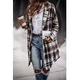 thumbnail image 5 of Fashion Plaid Long Jacket With Pockets Autumn And Winter New Style Turndown Collar Woolen Coat Outdoor Women Clothing, 5 of 6