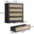thumbnail image 2 of 4 Rattan Drawers Dresser, Tall Chest of Drawers, Wood Dresser for Bedroom, Closet, Living Room, Hallway (White, 15.8" D x 31.5" W x 38.6" H, 2 of 9